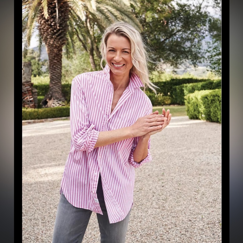 Frank & Eileen Shirt Women’s Joedy 100% Cotton Stripe XS Italy Made Oversized